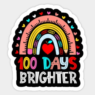 100Th Day Of School Teacher 100 Days Brighter Rainbow Kids Sticker